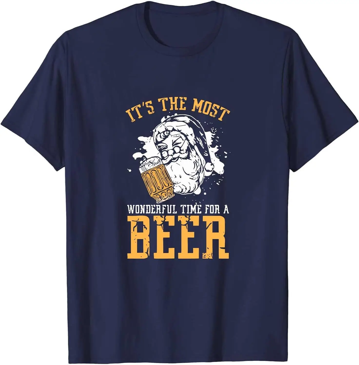 Christmas Wonderful Time for A Beer Men Women Cotton Shirt