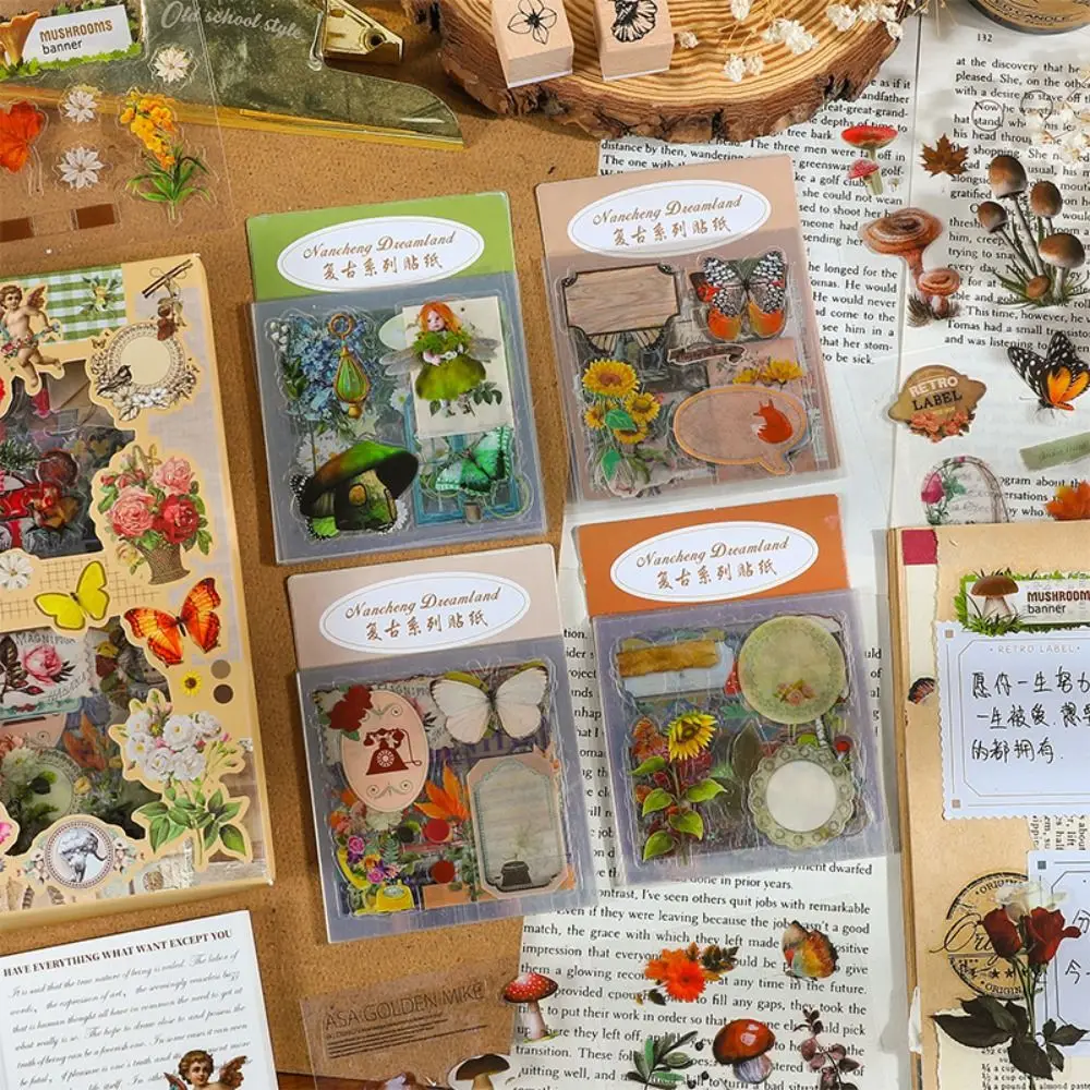 

100Pcs/ Pack Waterproof Vintage Stationery Stickers Creative PET Plant Series Stickers Colorful Gift Diary Declas Notebook