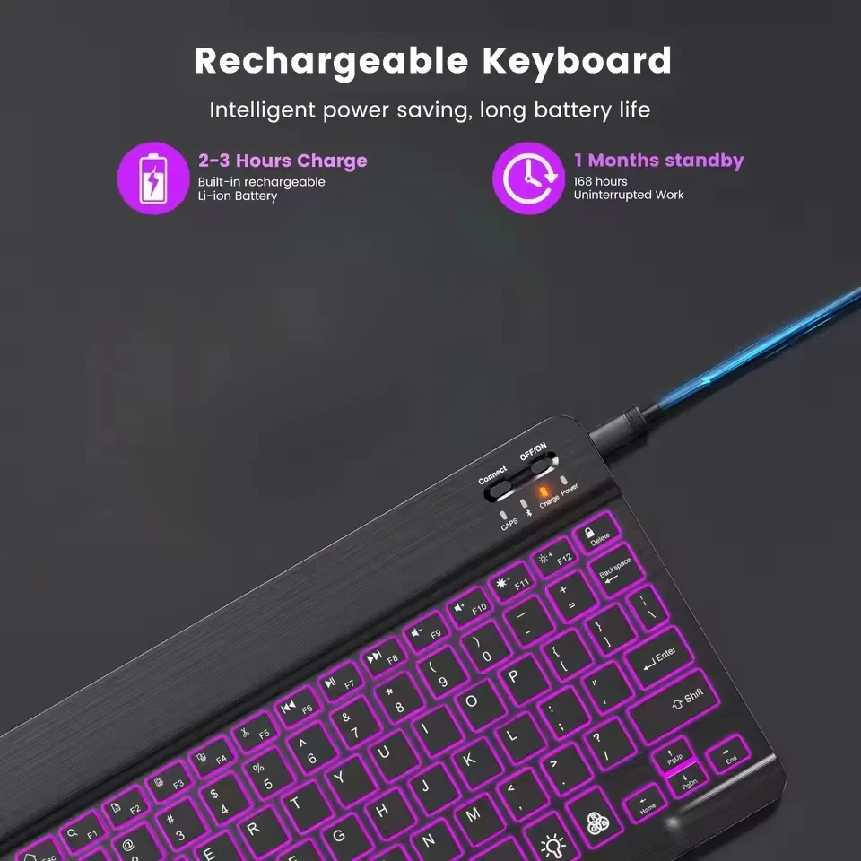 Mini-achtergrondverlichting voor iPad-toetsenbord Achtergrondverlichting Bluetooth-toetsenbord voor tablet IOS Android Windows Draadloos toetsenbord voor iPad-telefoon