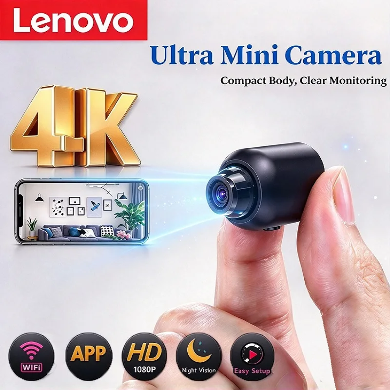 Lenovo X5 Mini Night Vision 4K Wireless Surveillance Camera Lightweight Clear Portable Motion Detection Premium Quality NEW