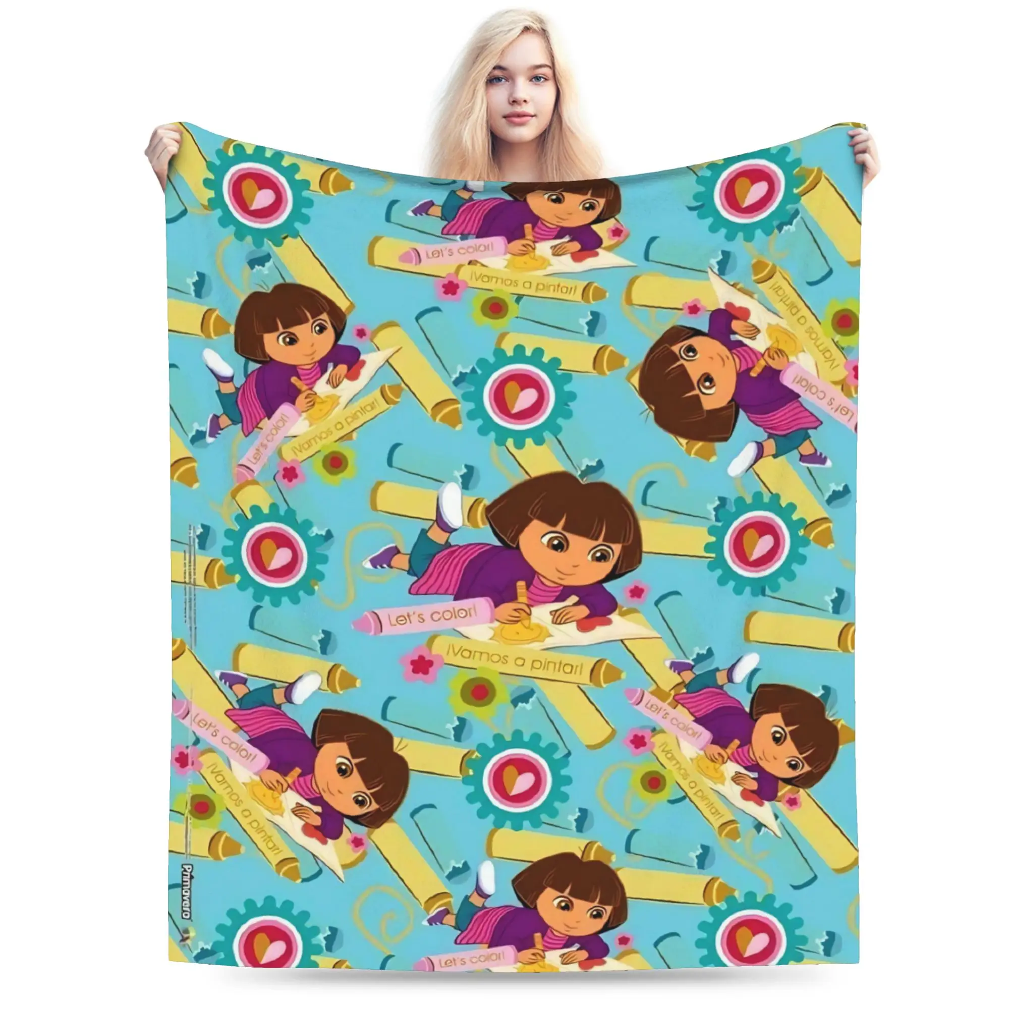 Super Soft D-Doras The Explorers Throw Blanket Premium Flannel Fleece Lightweight Bed Blanket Cozy Plush Blankets All Season Use