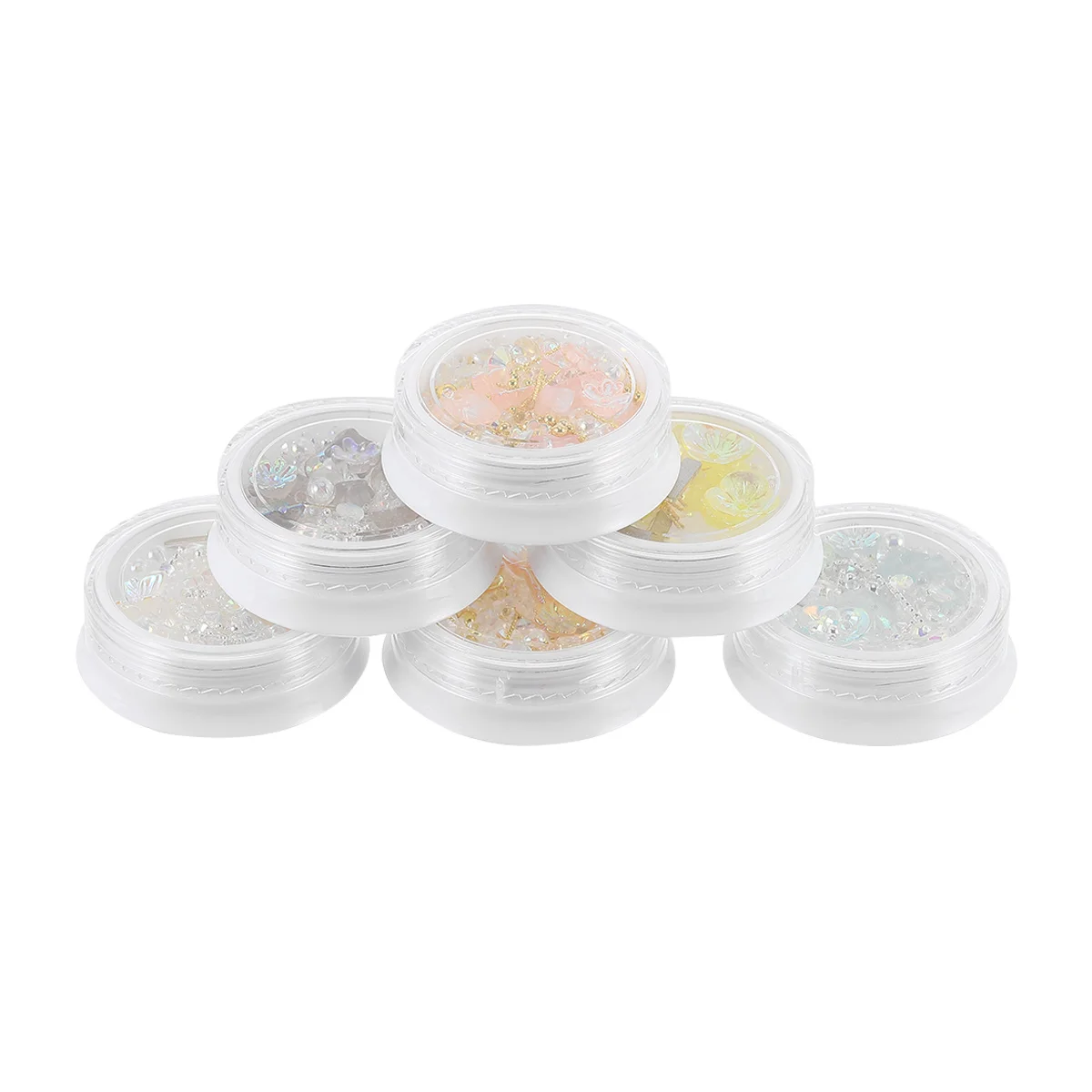 6 pezzi decorazioni per nail art forme miste paillettes glitterate colorate strass per unghie finte naturali design per manicure elegante