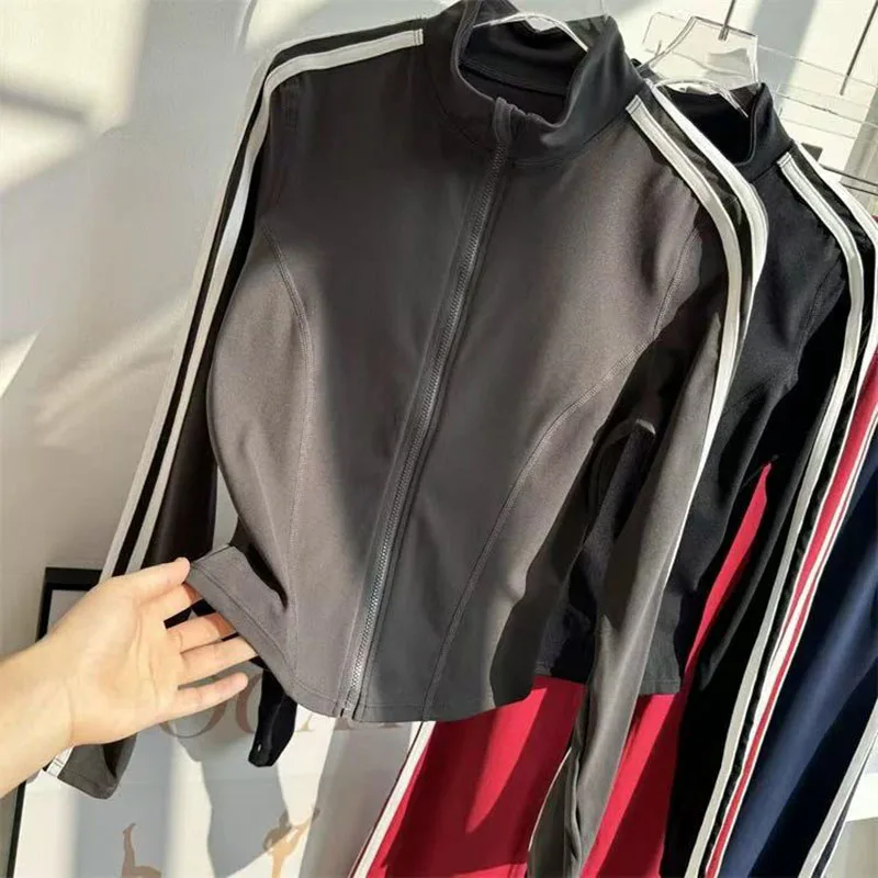 Women Zipper Casual Slim Sports Jacket Workout Long Sleeve Clothes Running Fitness Shirts Female Quick-Dry Yoga Top