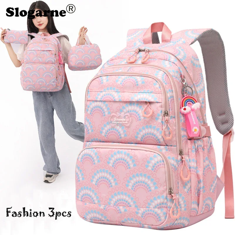 

Dropshipping Students Fasion 3pcs Sets School Bag Girls Lovely Backpacks Kids New Schoolbag Children Luxury Brand Designer Bags