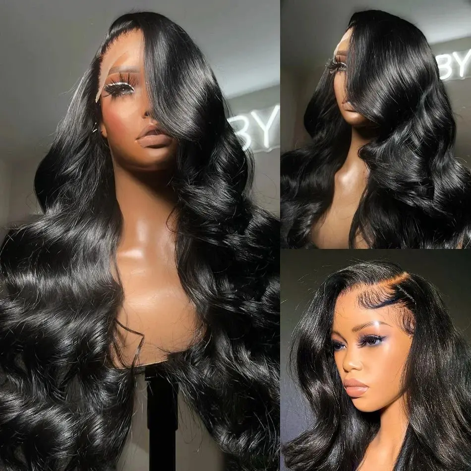 Perruque Lace Front Wig Body Wave Brésilienne Naturelle, Cheveux Humains, 13x4 HD, Transparent HD, Pre-Plucked, 30 32 Pouces, 180%, pour Femme