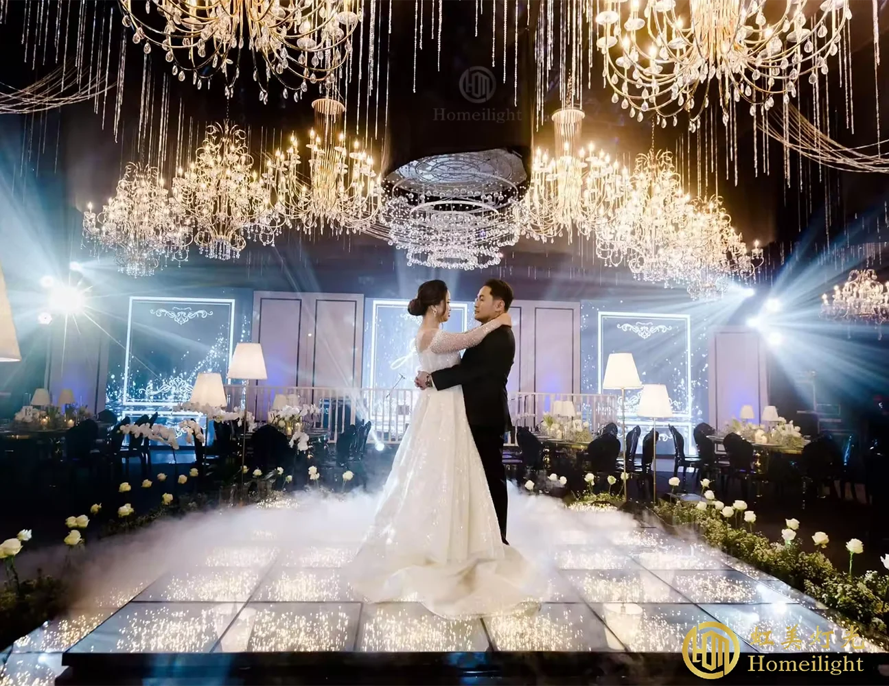 

LED Gold Dancing Floor for Wedding 3D Starry Mirror Starlit Dance Floor