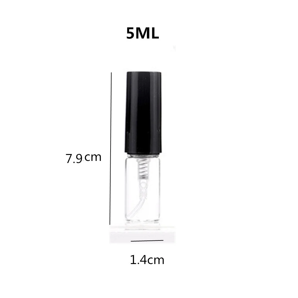 Botol semprot kaca parfum portabel, 5 buah 2ML/3ML/5ML/10ML Mini kosong semprotan Dispenser Kosmetik sampel botol dapat diisi ulang Gratis alat kemasan