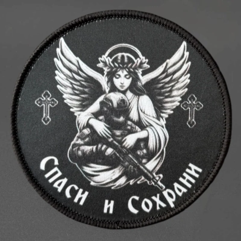 Parche táctico impreso ángel guardián – Amuleto velcro para mochila - imagen 2