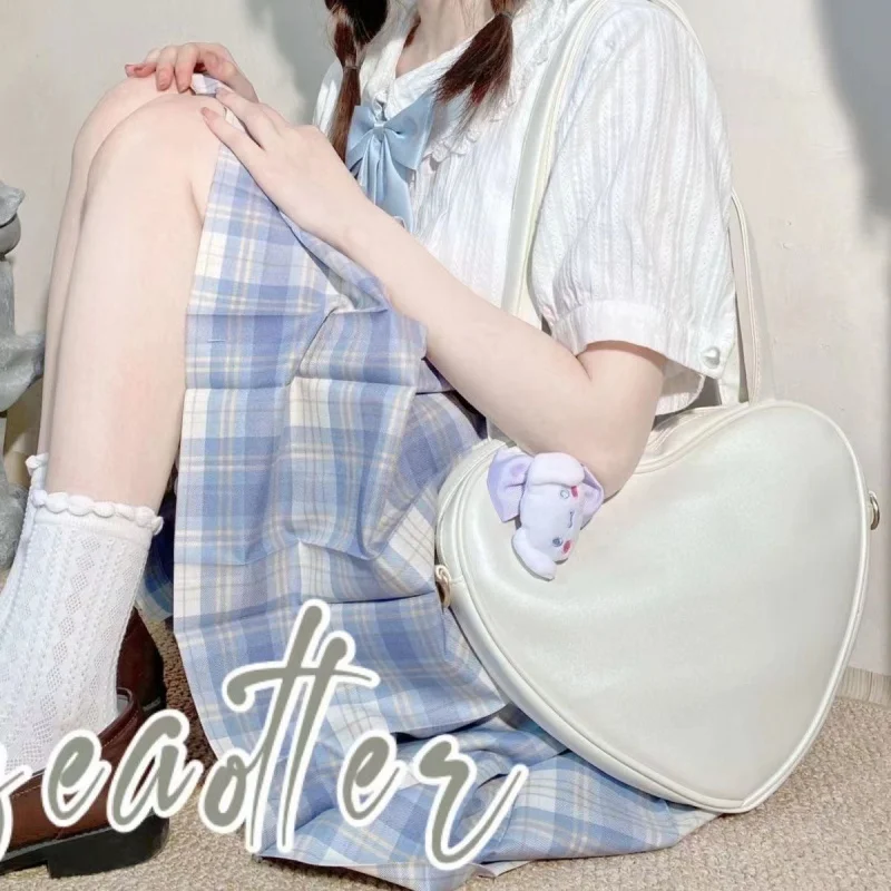 New Lolita Bag Jk Uniform Bag All-Match Campus School Bag Commuter Bag Japanese Y2k Peach Heart Heart Bag