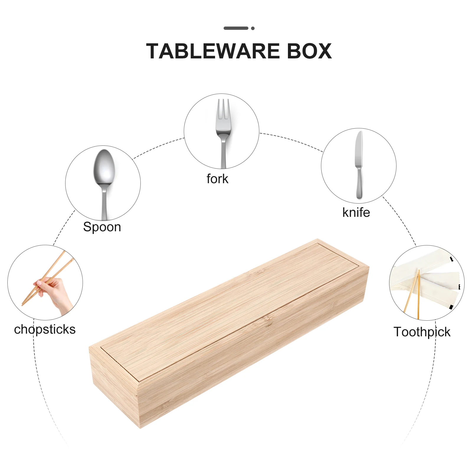 

Bamboo Cutlery ganizer Kitchen Tableware Holder Rectangular Silverware Storage Box for Forks Spoons Knives Chopsticks Household