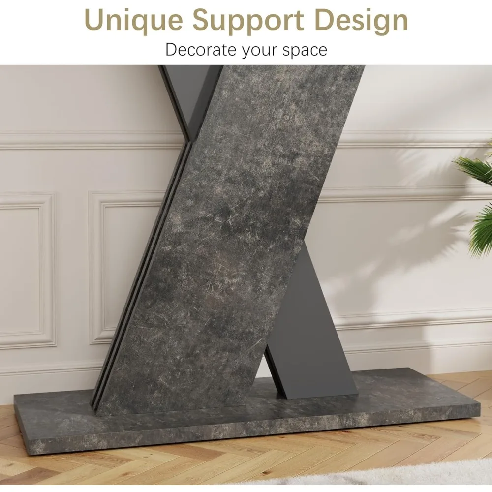 55'' Console Table, Industrial Narrow Entryway Table with Special Support Design, Accent Tables with Stable Base, Console Tables