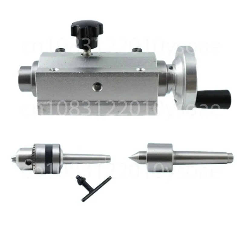Micro Lathe Tailstock Slider Tailstock Assembly + B12 Drill Chuck + Live Beads Machine Spindle Set