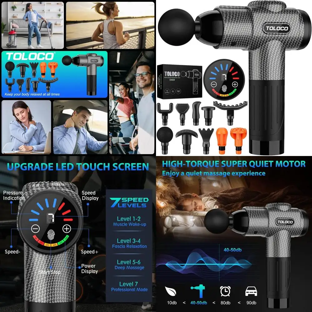 

Массажный пистолет для глубокого массажа тканей для спортсменов - 10 насадок, бесшумный двигатель, идеально подходит для снятия боли и в качестве подарка на День святого Валентина