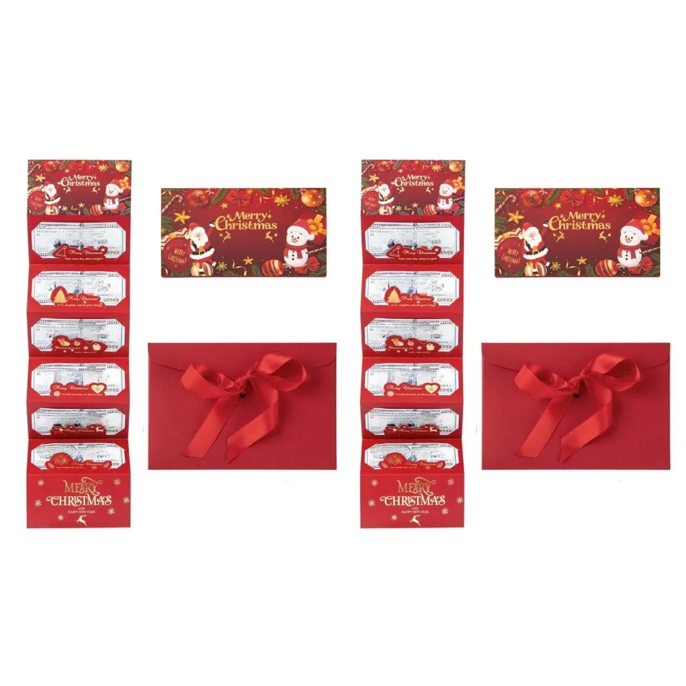 

2 Set Santa Claus Christmas Money Card Envelope 6 Card Positions Red Folding Banknote Card Lucky Navidad