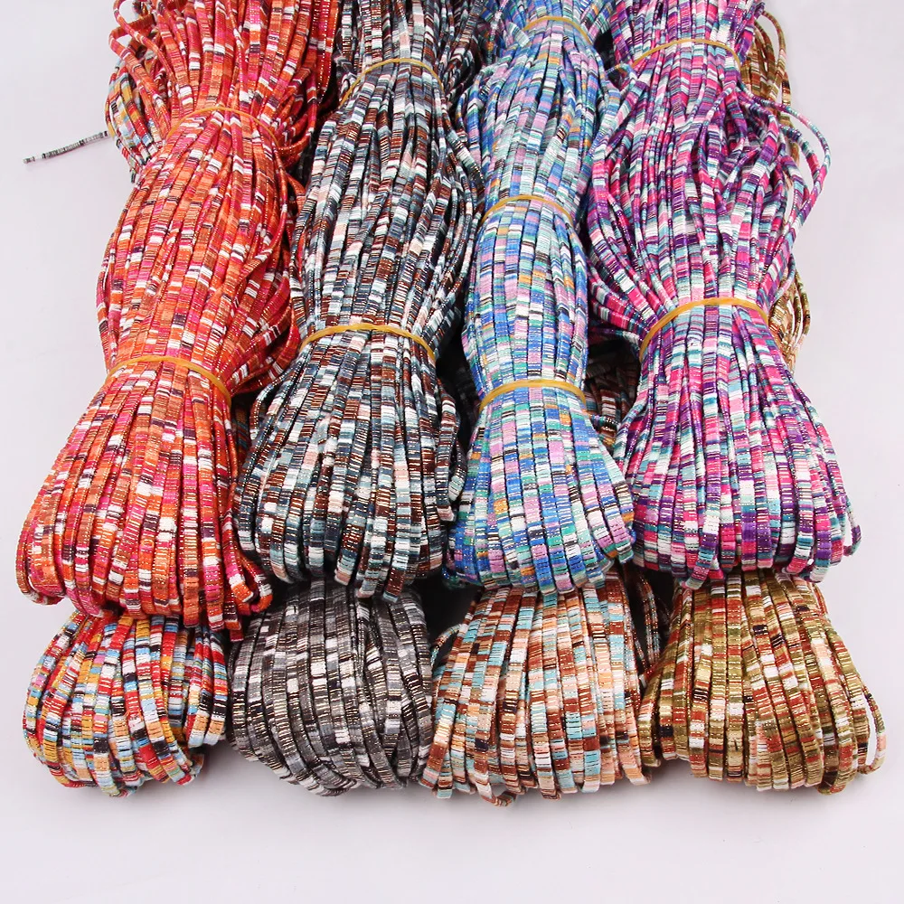 5 Meters 5x2mm Colorful Bohemian Style Braided Fabric Bundle Cord DIY Necklace Bracelet Decorative Accessories Rope