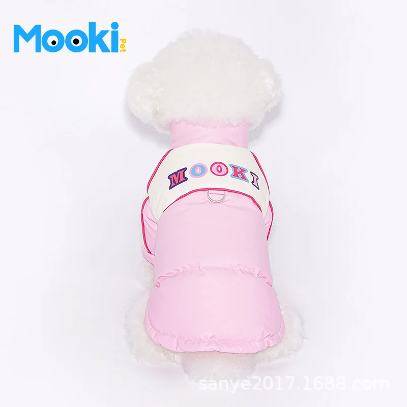 Mookipet Sweet Cool Motorcycle Down Jacket warm waterproof fashionable Pet Cat dog Clothes for Puppy Small medium dog