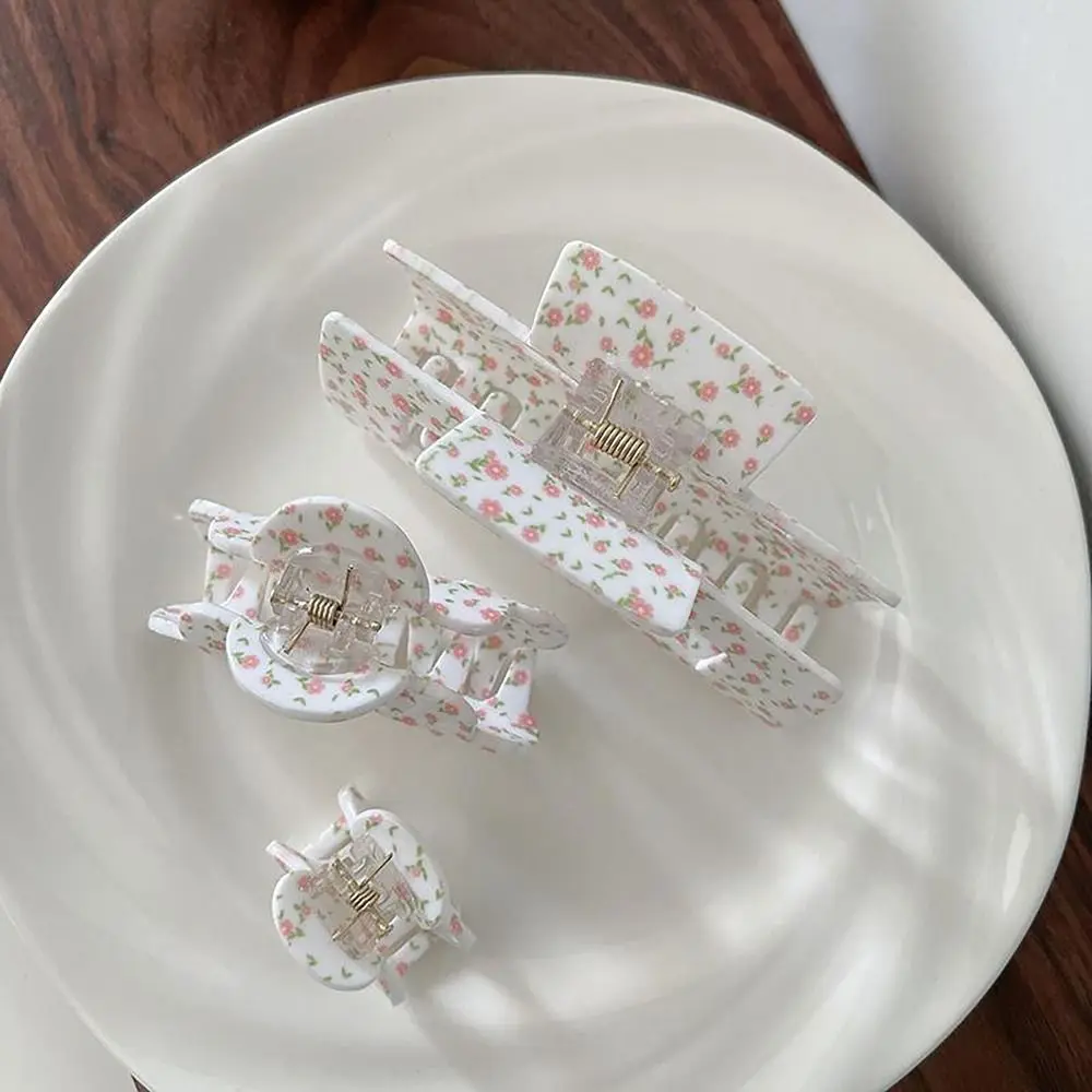 Vintage Floral Hair Clip High Elastic Spring Headdress Hair Claw Clip Hair Accessories Korean Style Side Clip Makeup Shower