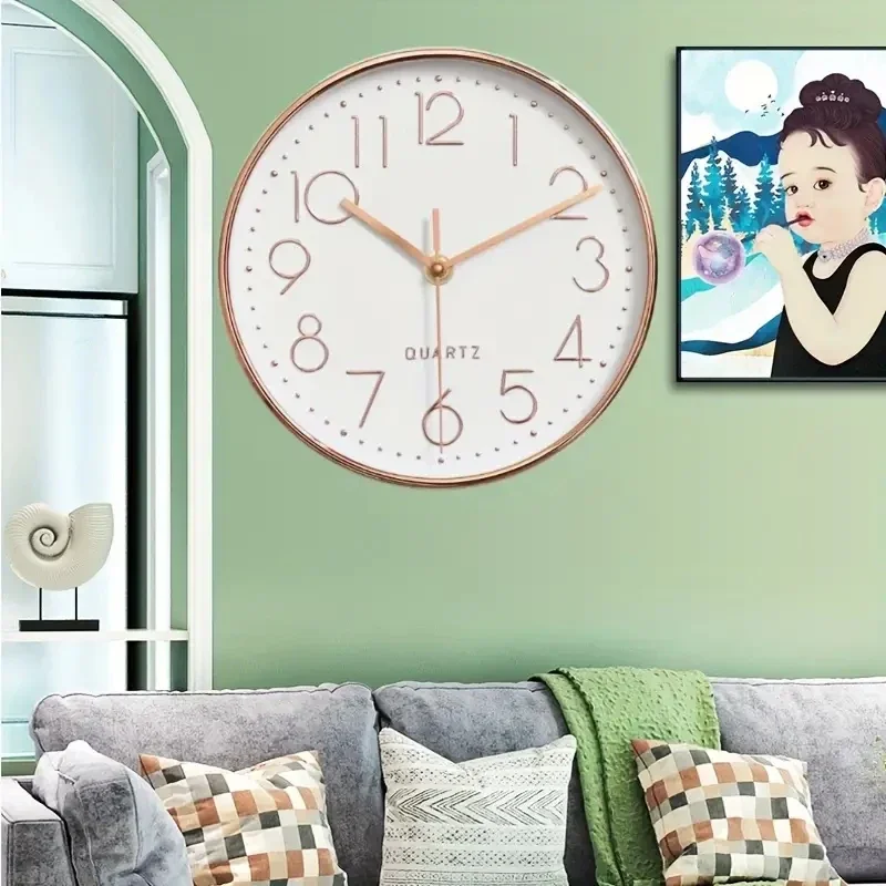 8 Inch Quartz Wall Clock Simple Mute Clock Hole-free Cubic Digital Wall Clock Home Decoration Living Room Bedroom Decoration