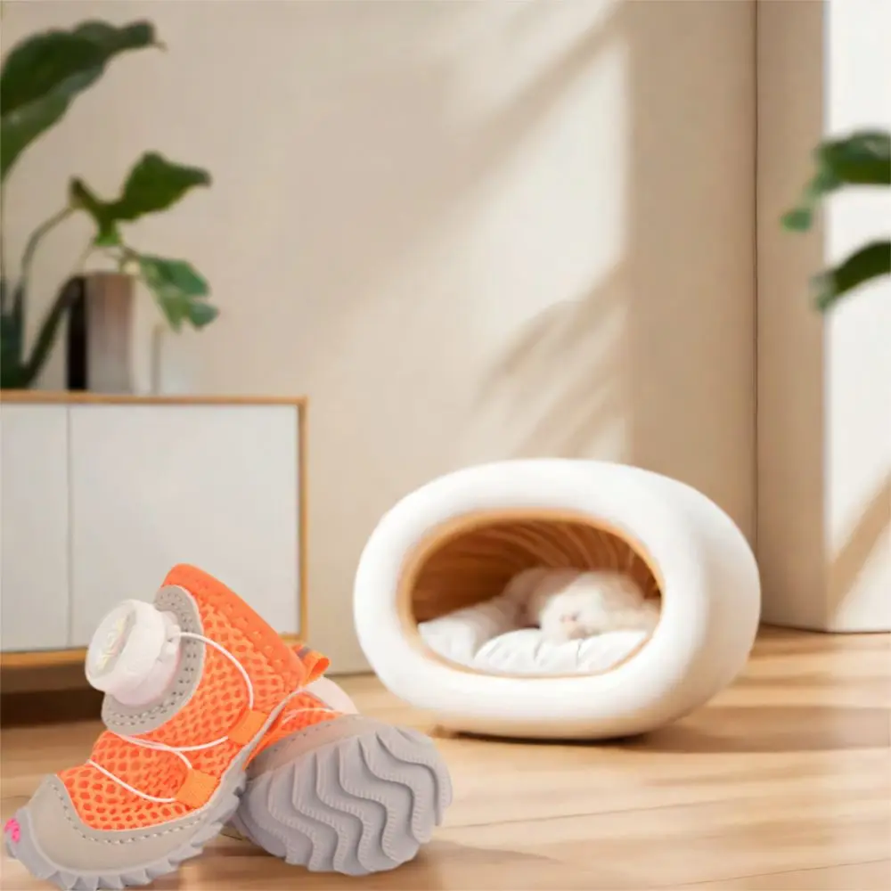 4 قطعة/المجموعة ينظم تنفس الكلب شبكة الأحذية قابل للتعديل عاكسة أحذية الحيوانات الأليفة المضادة للانزلاق لينة وحيد الكلب الأحذية الكلاب الصغيرة #2