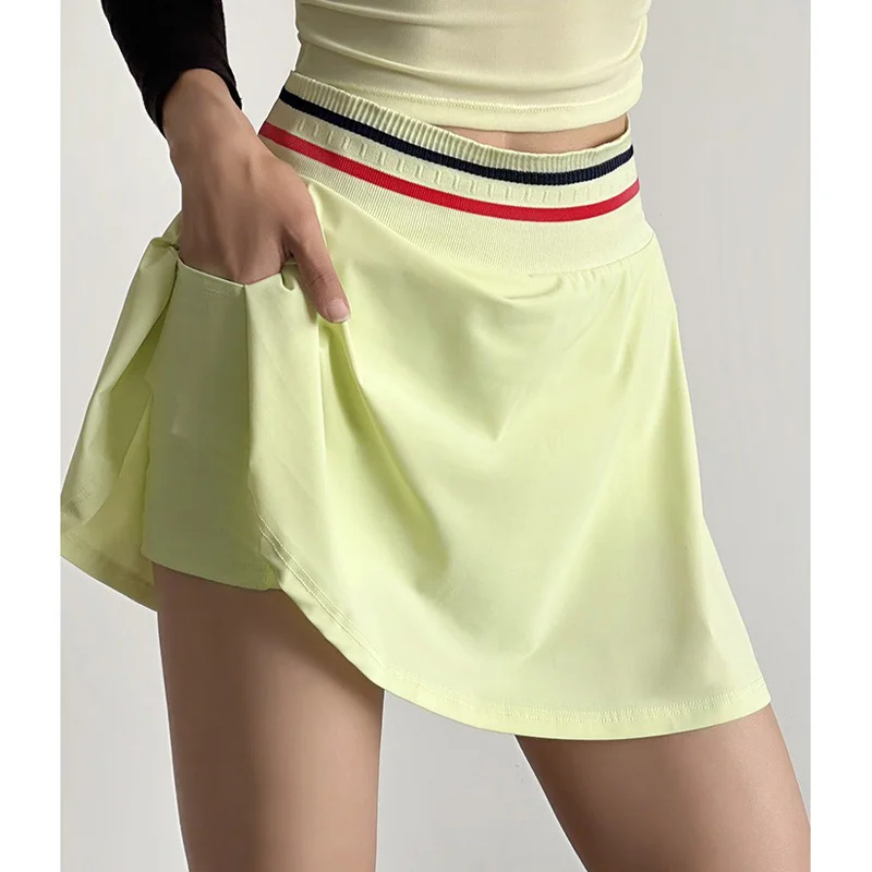 

Aiithuug Шорты для гольфа с высокой талией и контролем живота с карманами Юбка для йоги Теннисная юбка Цветная юбка для бега с мячом