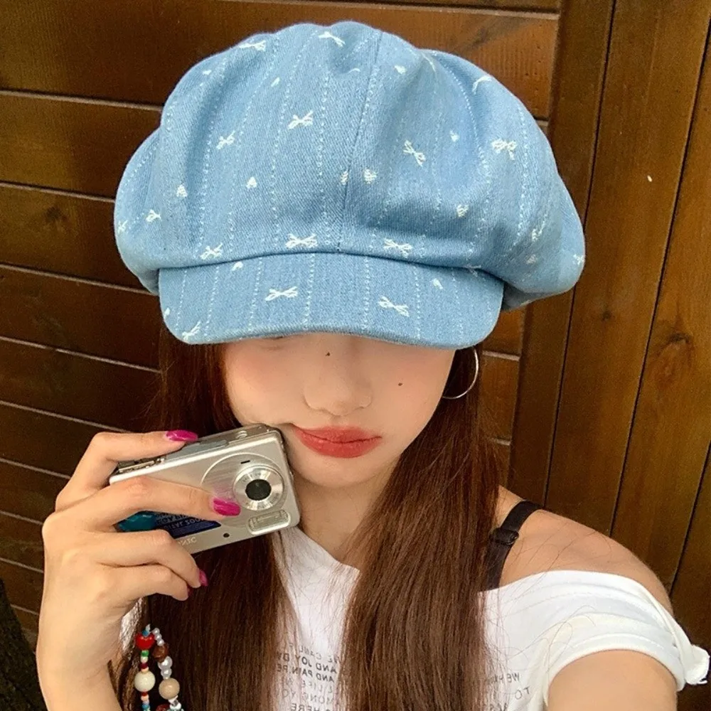 

Trendy Vintage Retro Bow Beret Cloud Japanese Octagonal Cap Artist Painter Newsboy Cap Outdoor