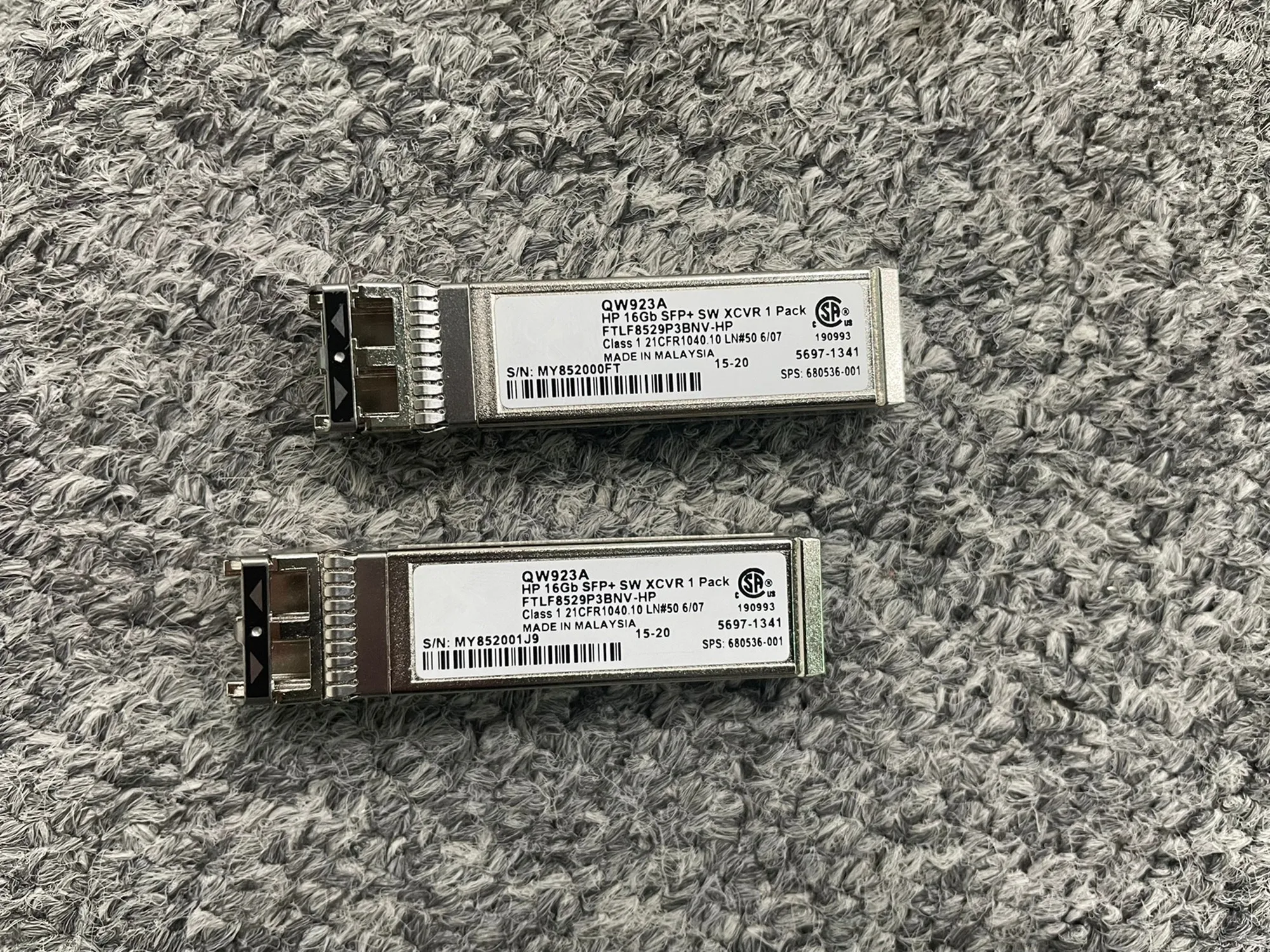 

1PCS 16GB SFP+ SW Transceiver QW923A 680536-001 AFBR-57F5AMZ-HP1 FTLF8529P3BNV-HP Used SN1100E 16Gb FC HBA C8R39 719212-001