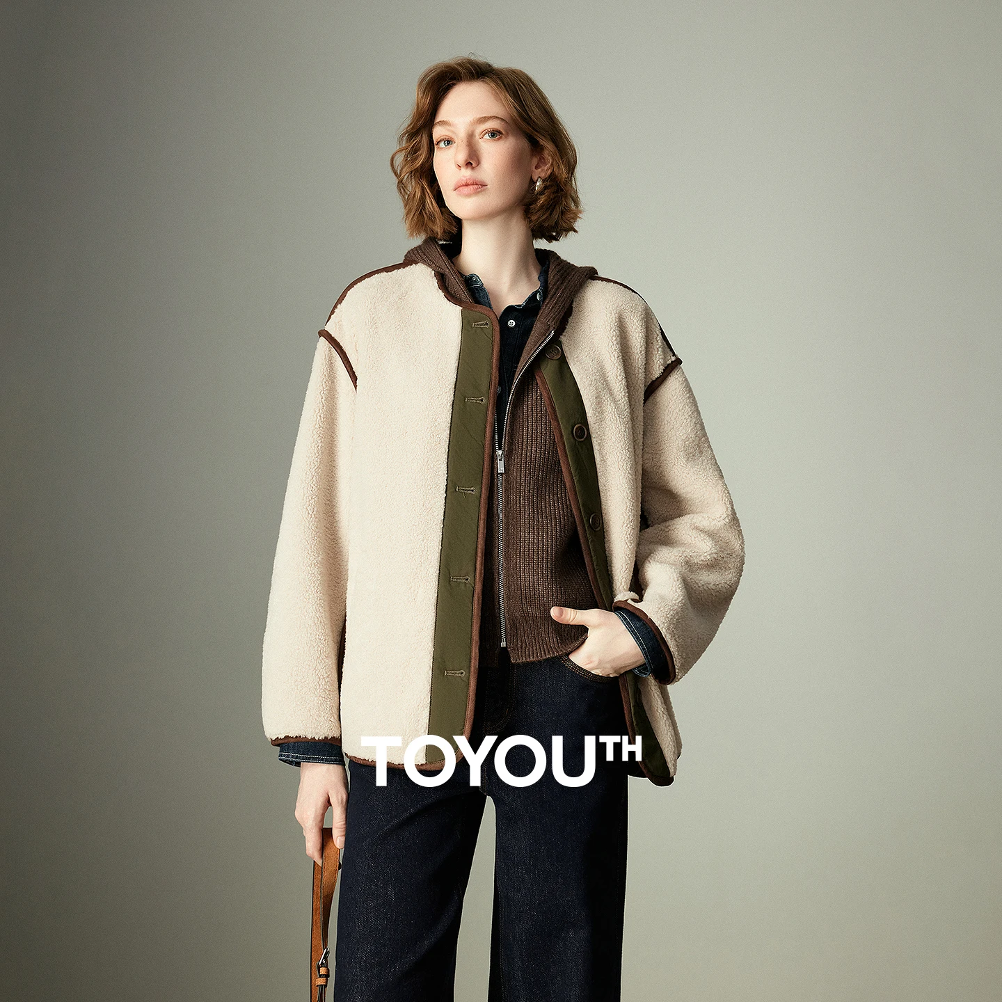 

TOYOUTH женское бархатное хлопковое пальто из пшеницы, новинка зимы 2021, лоскутное пальто с цветными блоками, теплая замшевая свободная верхняя одежда с круглым воротником