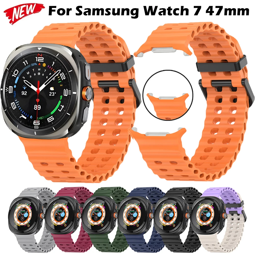 NO Gaps Silicone Band For Samsung Galaxy Watch Ultra LTE 47mm Bracelet Breathable Sport Strap For Samsung Watch 7 47mm Watchband