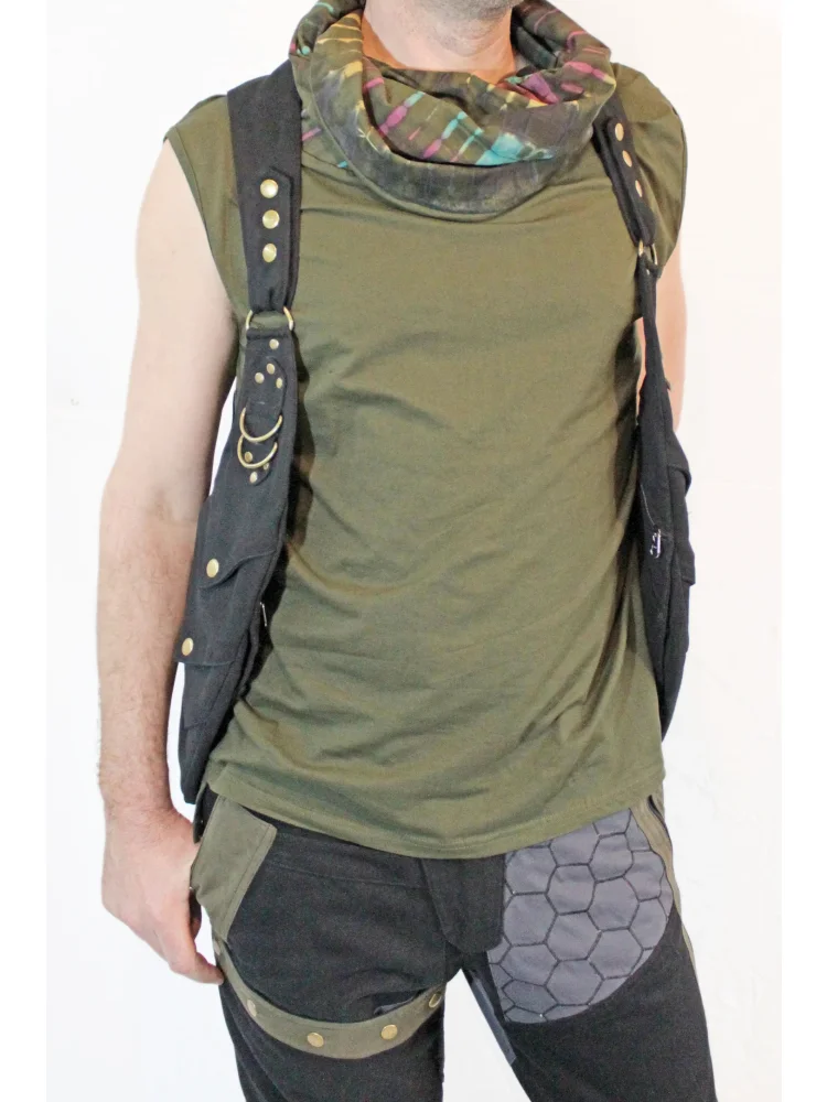 Retro Doppelschultergurt Taktische Tasche mit mehreren Fächern, diebstahlsicher, für Outdoor-Reisen, Wandern, Brusttaschen für Männer, täglicher Gebrauch, neu 2026 – Detail 4