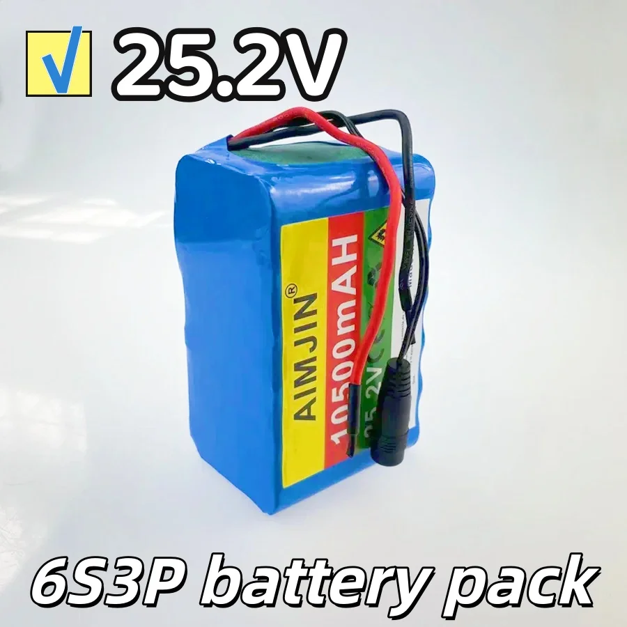 25.2V 6S3P 10.5Ah rechargeable lithium ion battery pack with BMS,for 24V camping equipment+optional connector
