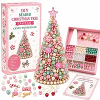 DIY Beaded Christmas Tree Craft Kit, Nutcracker Magic Mini Desktop Christmas Tree Making Kit, Complete Beads and Nutcracker Ornaments Christmas Desktop Home Decoration Supplies 5