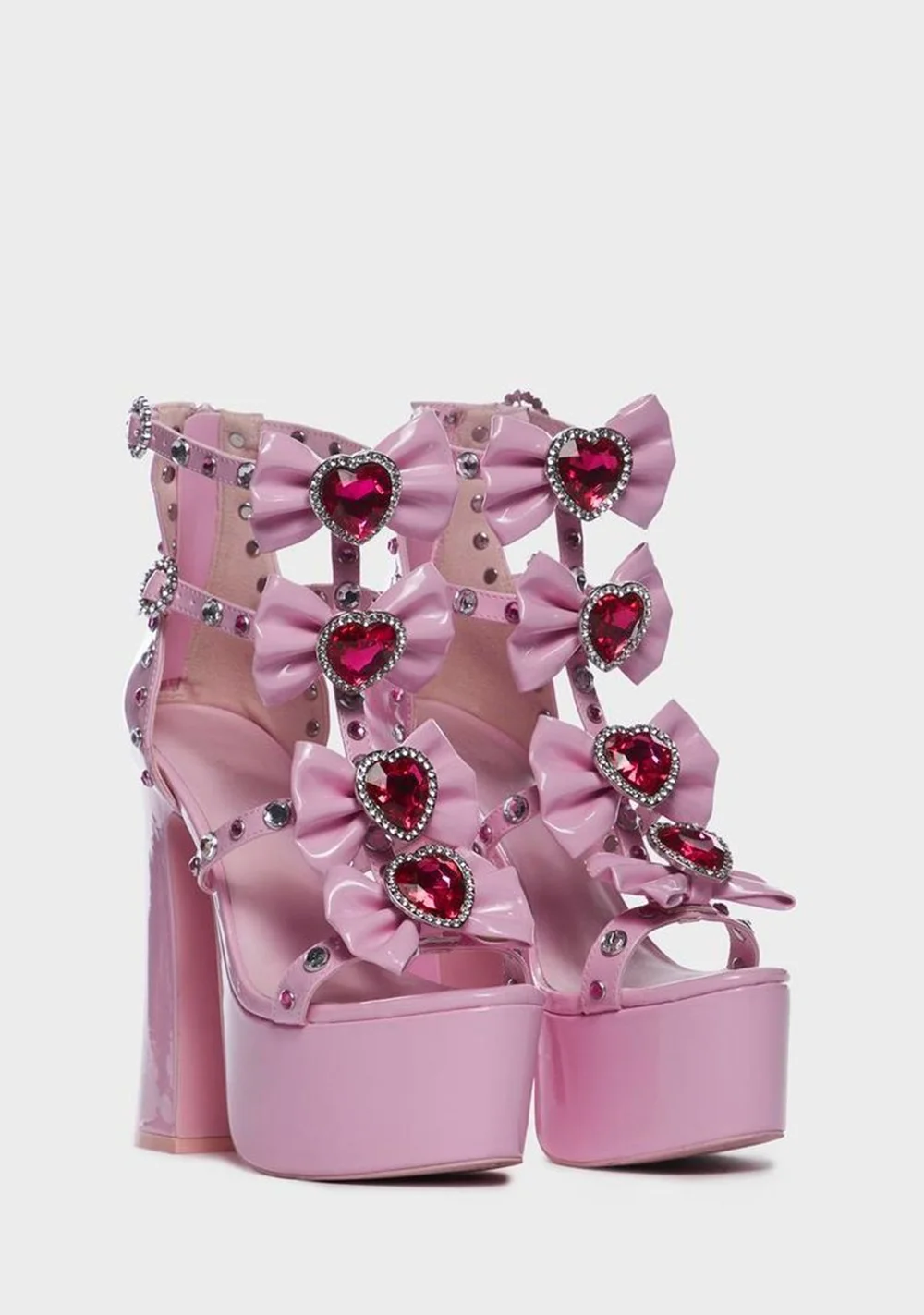 الباستيل الوردي منصة كتلة كعب الصنادل متعددة الأشرطة رصع لهجات الأزهار وأحجار كريمة الزينة الحلو مكتنزة وحيد أحذية نسائية #1