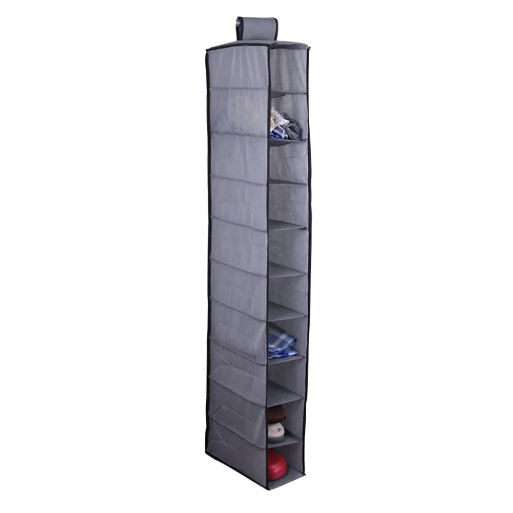 

10 Layers Hanging Bag Clothes Storage Organizer Wardrobe Pouch Foldable Non Woven Fabric Home Shoe Bra Socks Remote Glasses