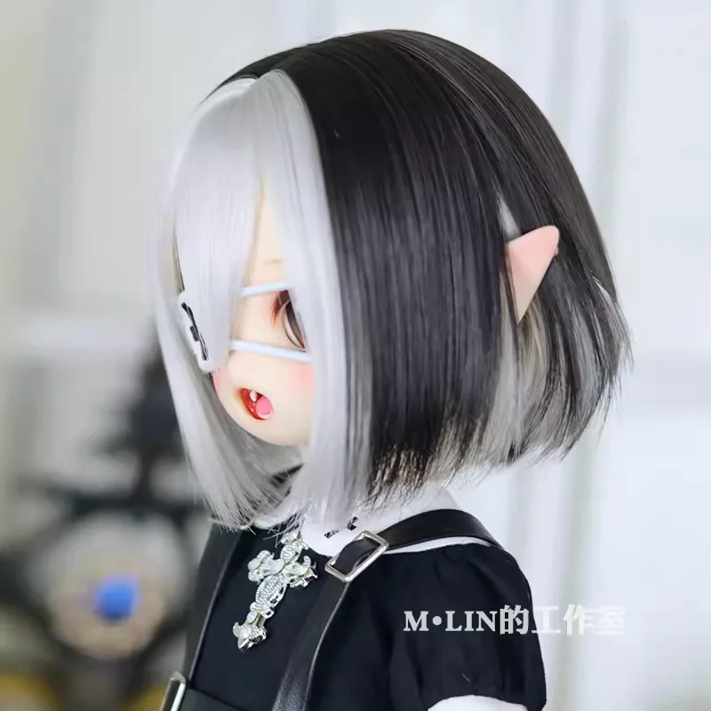 Perucas de boneca bjd, cabelo curto de alta temperatura para 1/3 1/4 msd mdd, acessórios de cabelo para meninas, presente diy