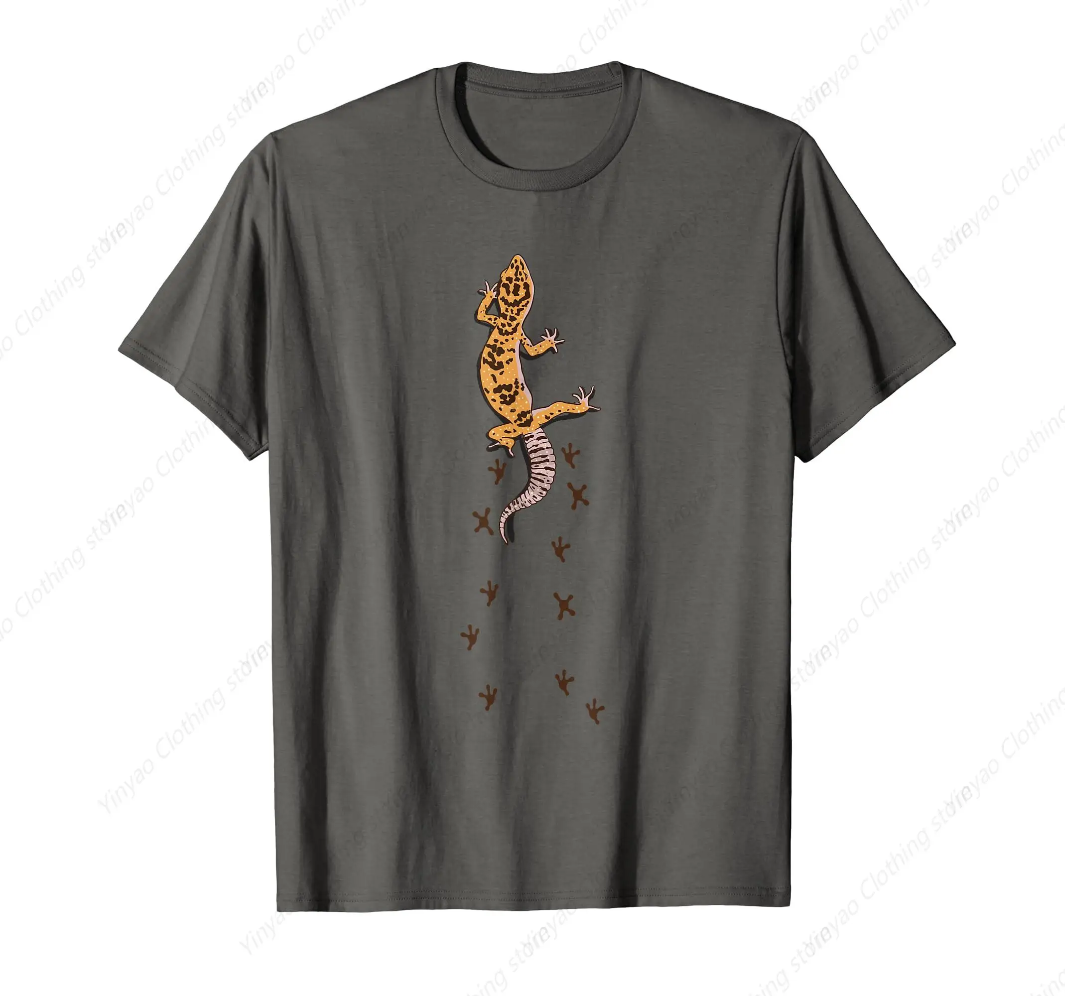 Crawling lizard animal enthusiast pattern men's and women's T-shirt fashion men's cotton short sleeved shirt