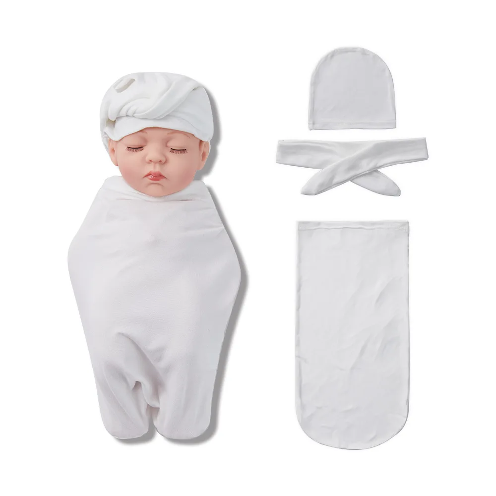 

Free Shipping 10 Sets Baby Bag Brushed Delivery Room Quilt Newborn Swaddle Cloth Hat Strap 3 Pcs SetsFor Anti-Kick Anti-Startle