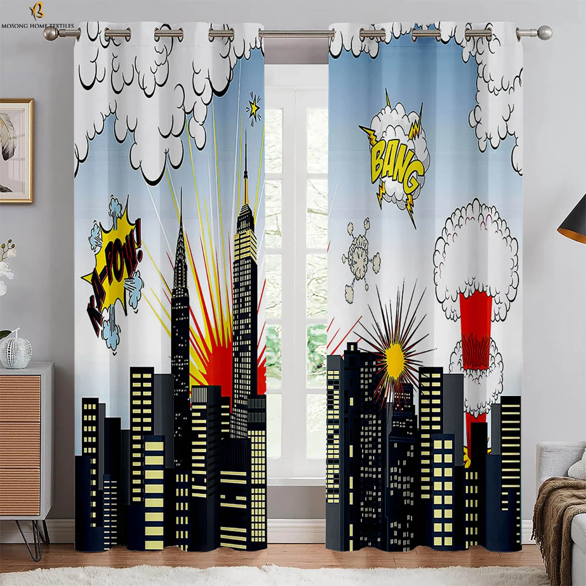 2-Pack City Building Gorgeous Night View 3d Printed Curtains Bedroom Living Room Study Kitchen Curtains Window Decoration