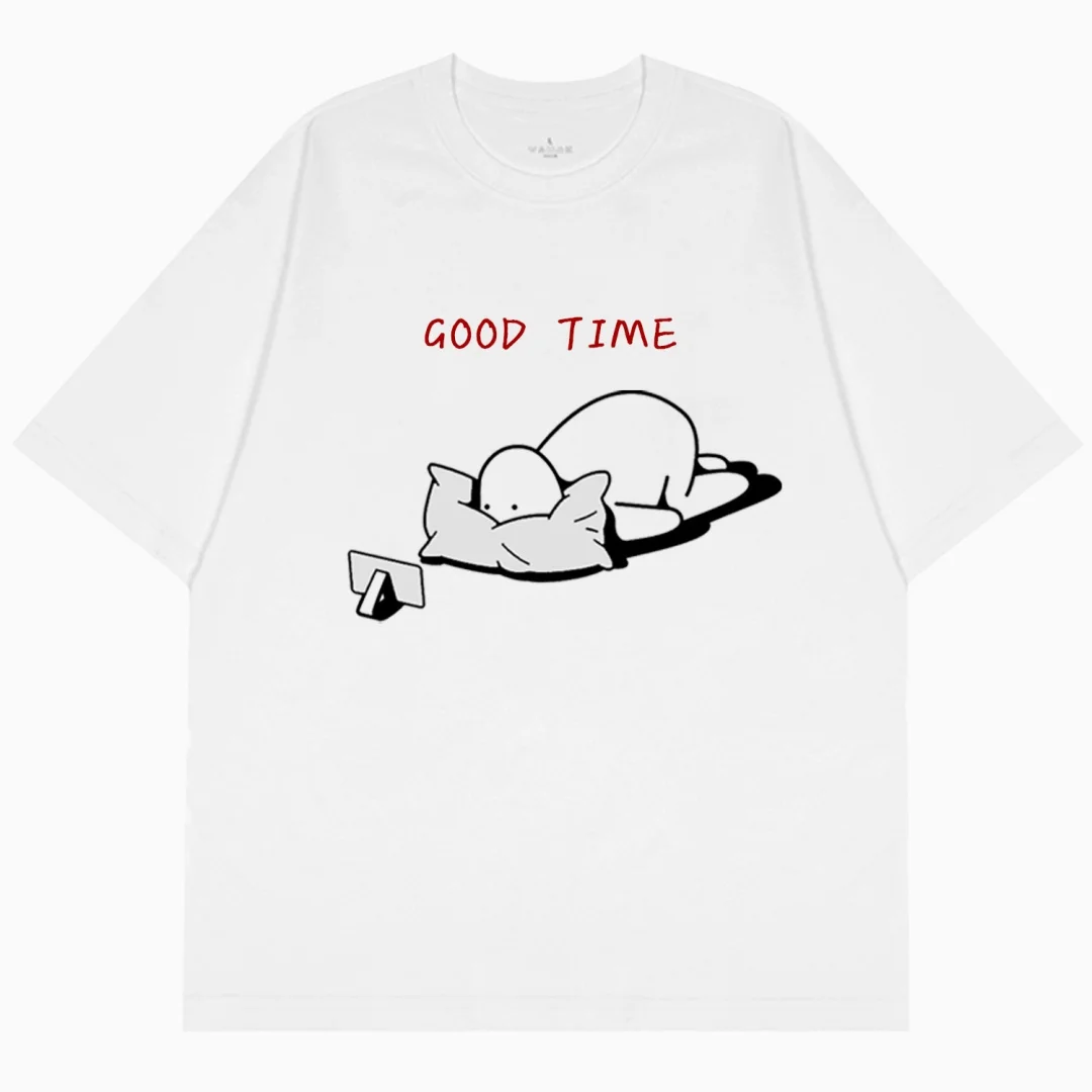 Jogue com um telefone celular impresso camiseta gráfica verão moda lazer high-end versátil puro algodão masculino e feminino camiseta