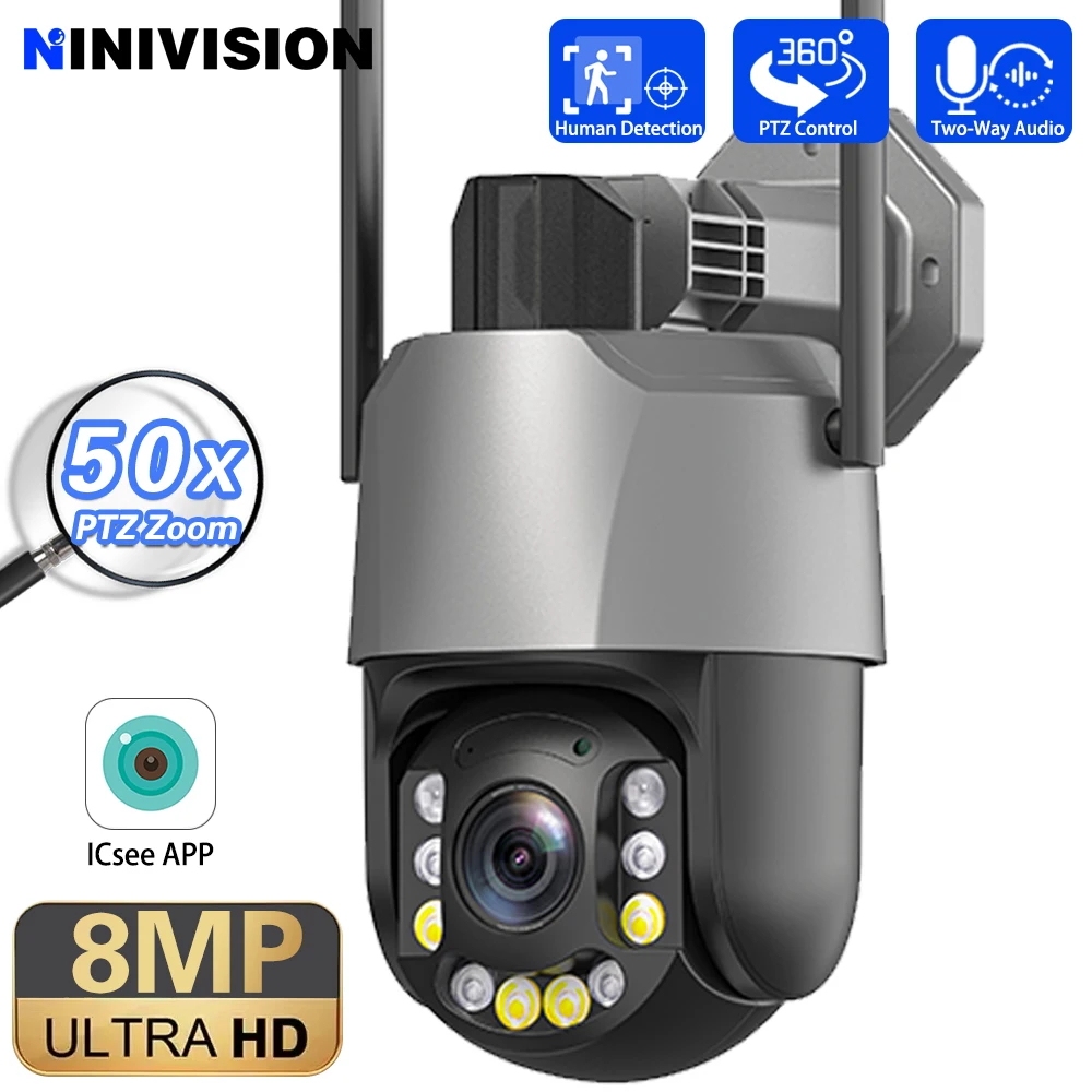 

Wireless 8MP 4K 50X 20X Optical Zoom Human Detection PTZ Rotation Two-Way Audio Wifi PTZ IP Surveillance Speed Doom IP Camera