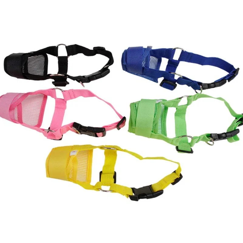 Pet Dog Adjustable Bark Bite Mesh Mouth Muzzle Grooming Anti Stop Chewing for Small Dogs Nylon Belt Dog Accessories Pet Products 2