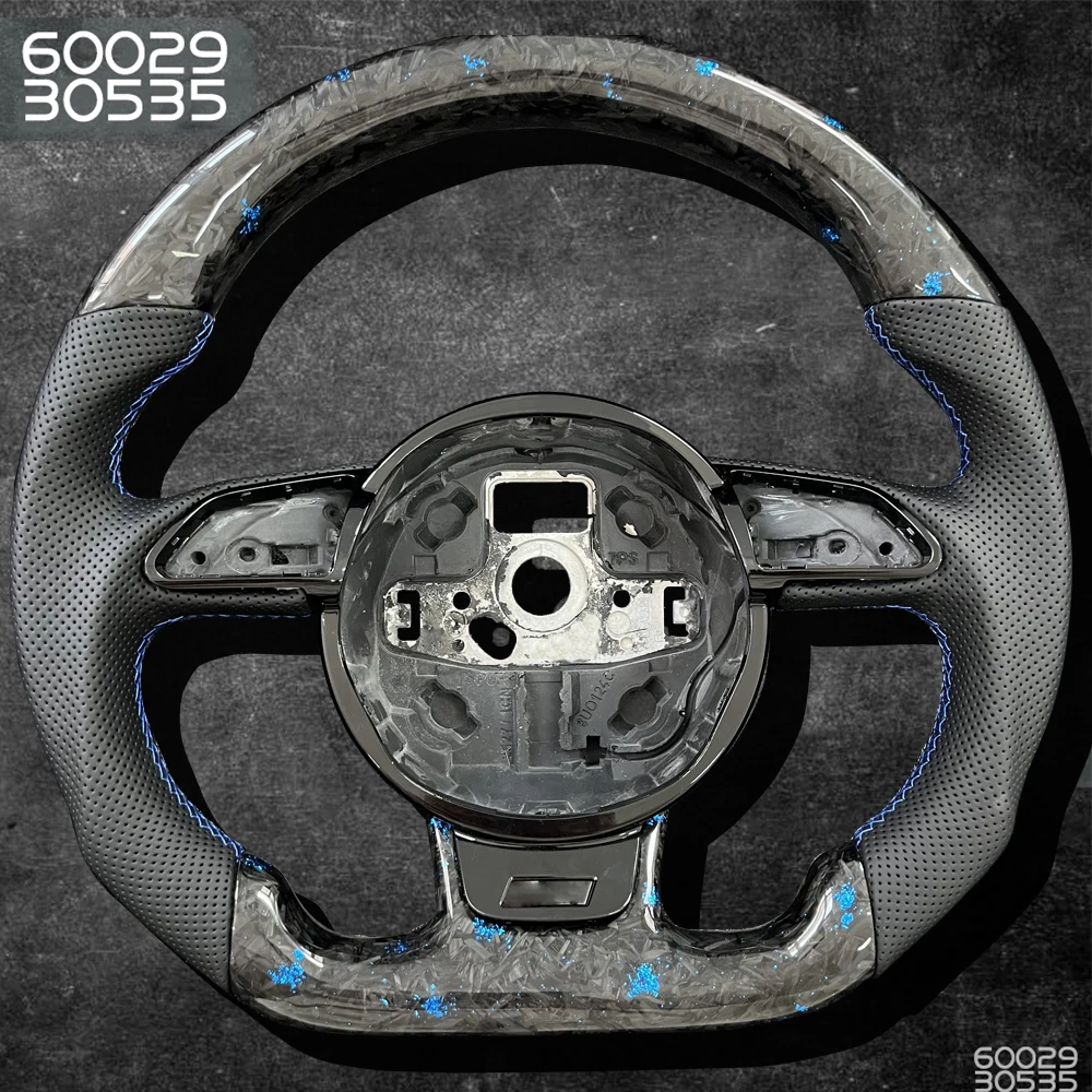 

Forging Blue steering wheel for Audi A3 carbon fiber steering wheel flat bottom A4B8 A5 S3 S4 S5 leather semi perforated Auto