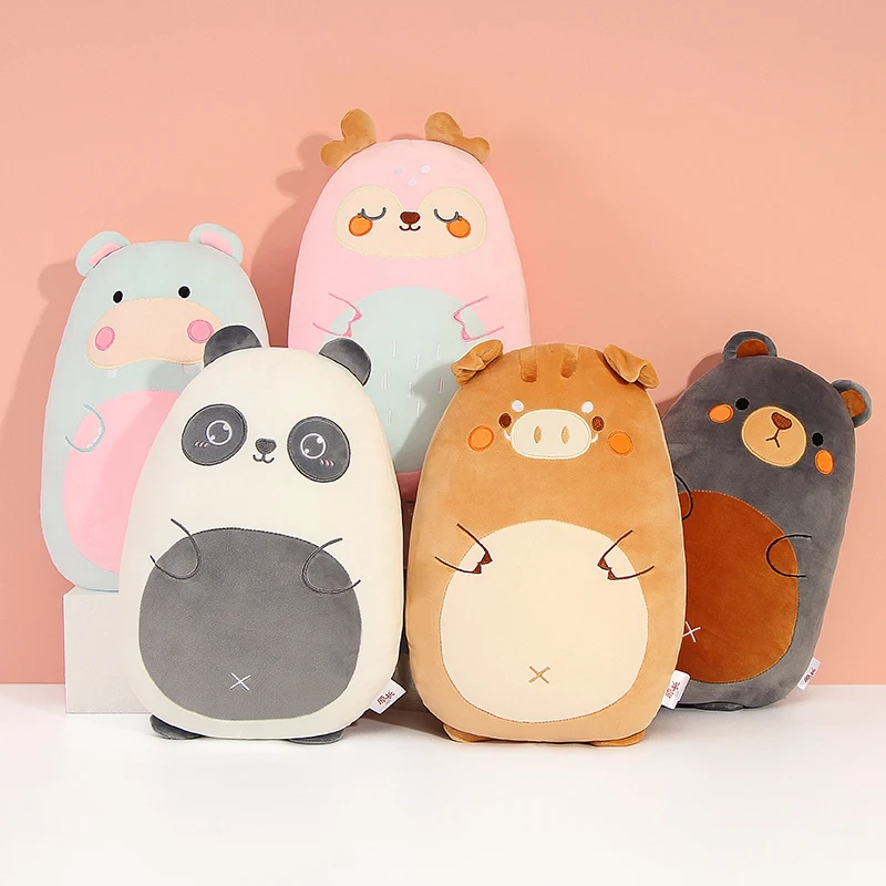 Juguete de peluche de animales pequeños, dinosaurio graso blando, cerdo, pingüino, oso, muñeca suave, bebé apaciguando, cojín de felpa de dibujos