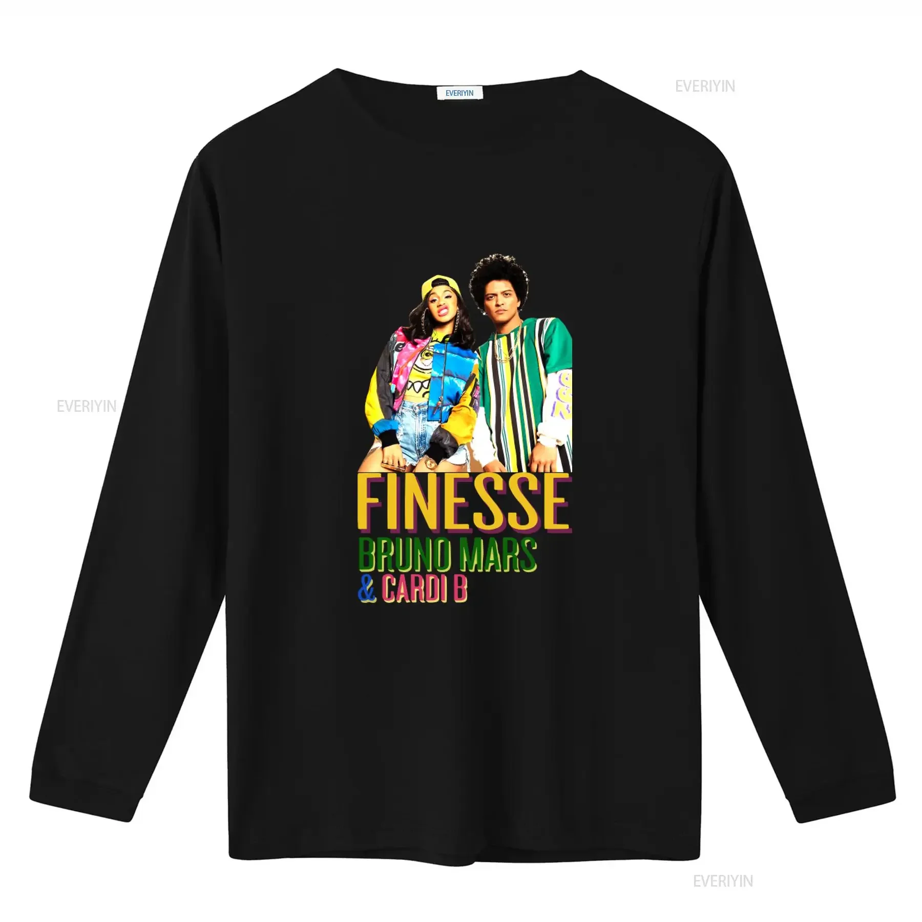 Bruno Mars Cardi B Finesse Promo T Shirt Retro Style Crew Neck Black Size XL vintage Washed fashion streetwear Stylish Slightly