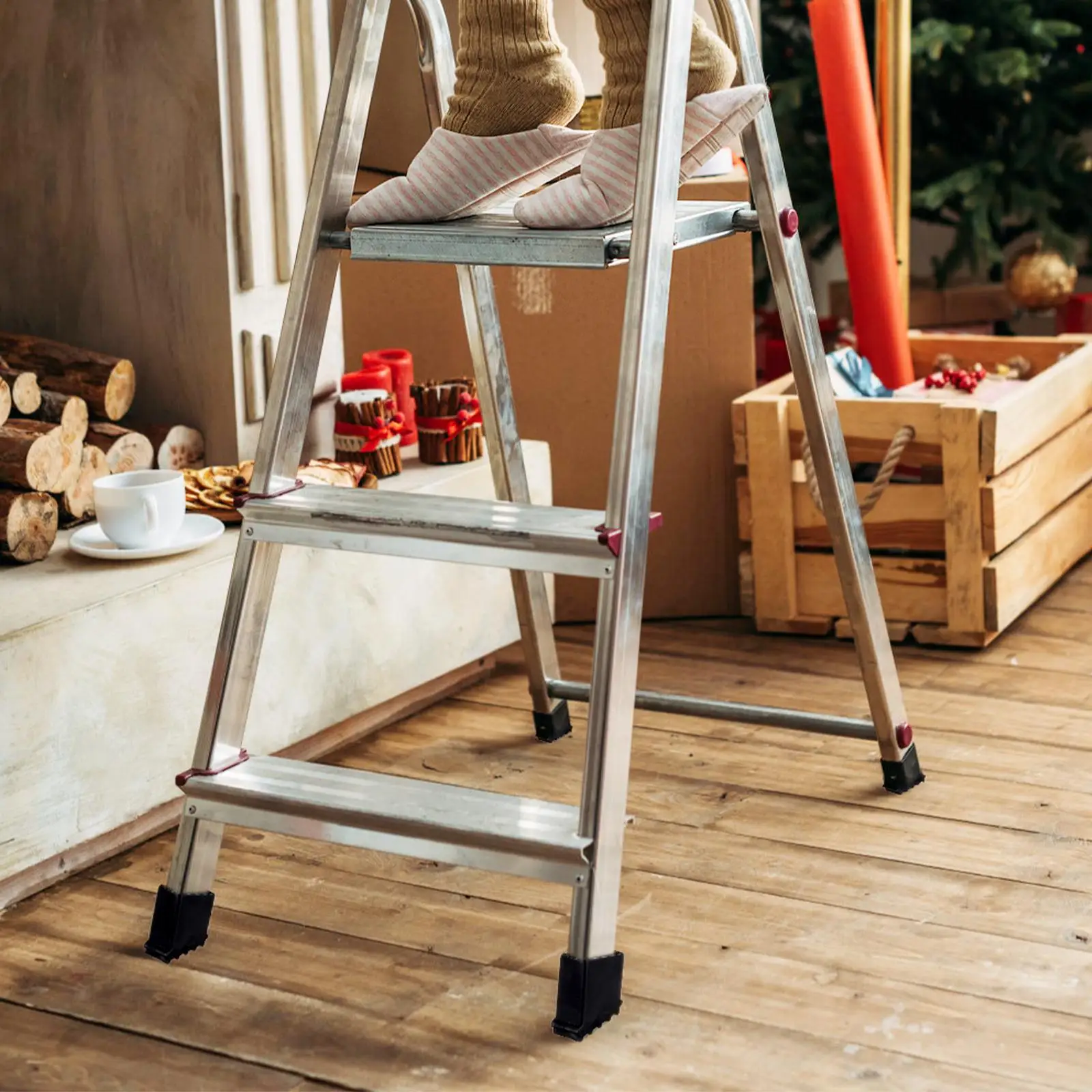 4 Pcs Non-slip Durable Rubber Feet Cover for Step Ladder Replacement Foldable Thick Design Balanced Performance Wear-resistant