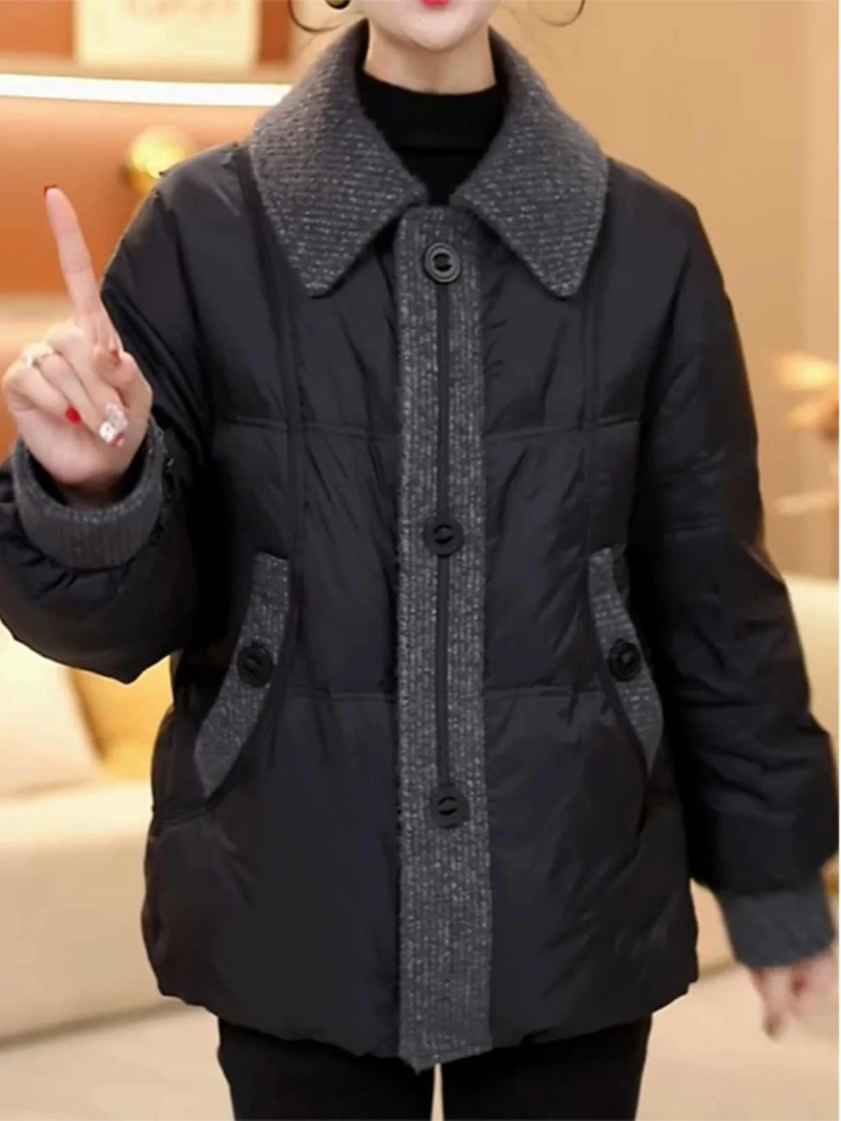 

Faionable Cotton Jaet Women's Winter New Sle Small Size Stand Collar Open Cardigan ular Cotton Clothes Korean Sle