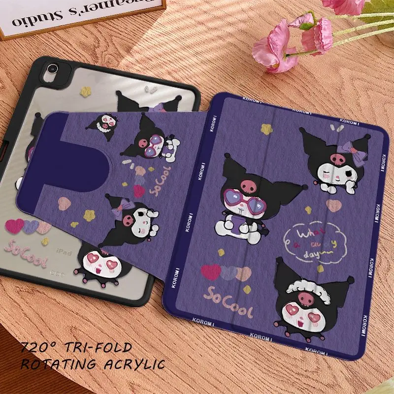 

Милый акриловый защитный чехол Kuromi для Xiaomi Pad 5 6 7 Pro 11 дюймов 6SPro, интеллектуальный сон и пробуждение с чехлом-держателем для ручек