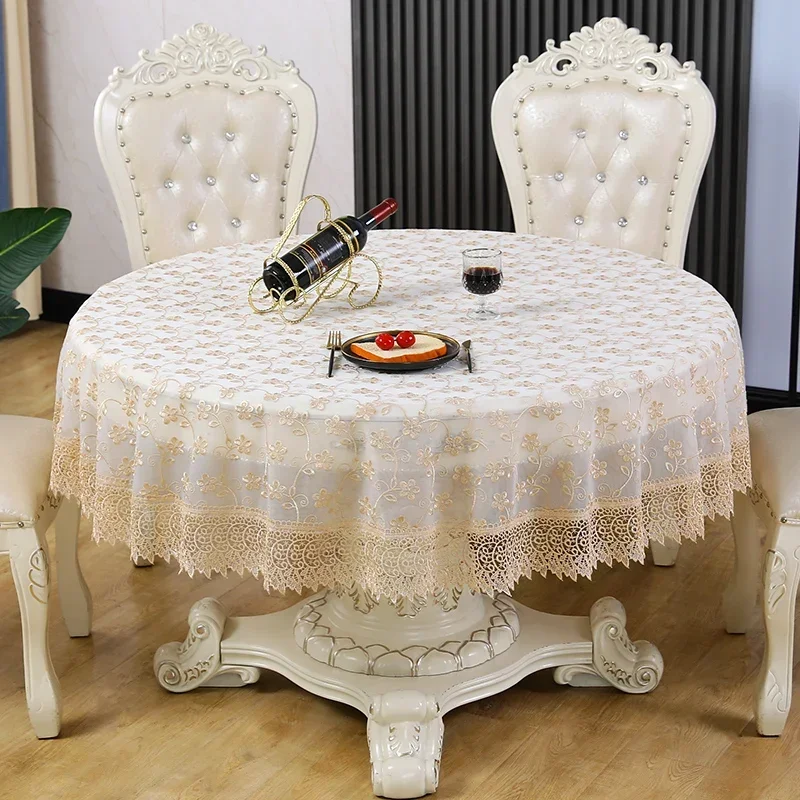 European Linen Round Lace Tablecloth, Dining Table Cover, Coffee Table, Living Room Decor, Embroidered Cloth