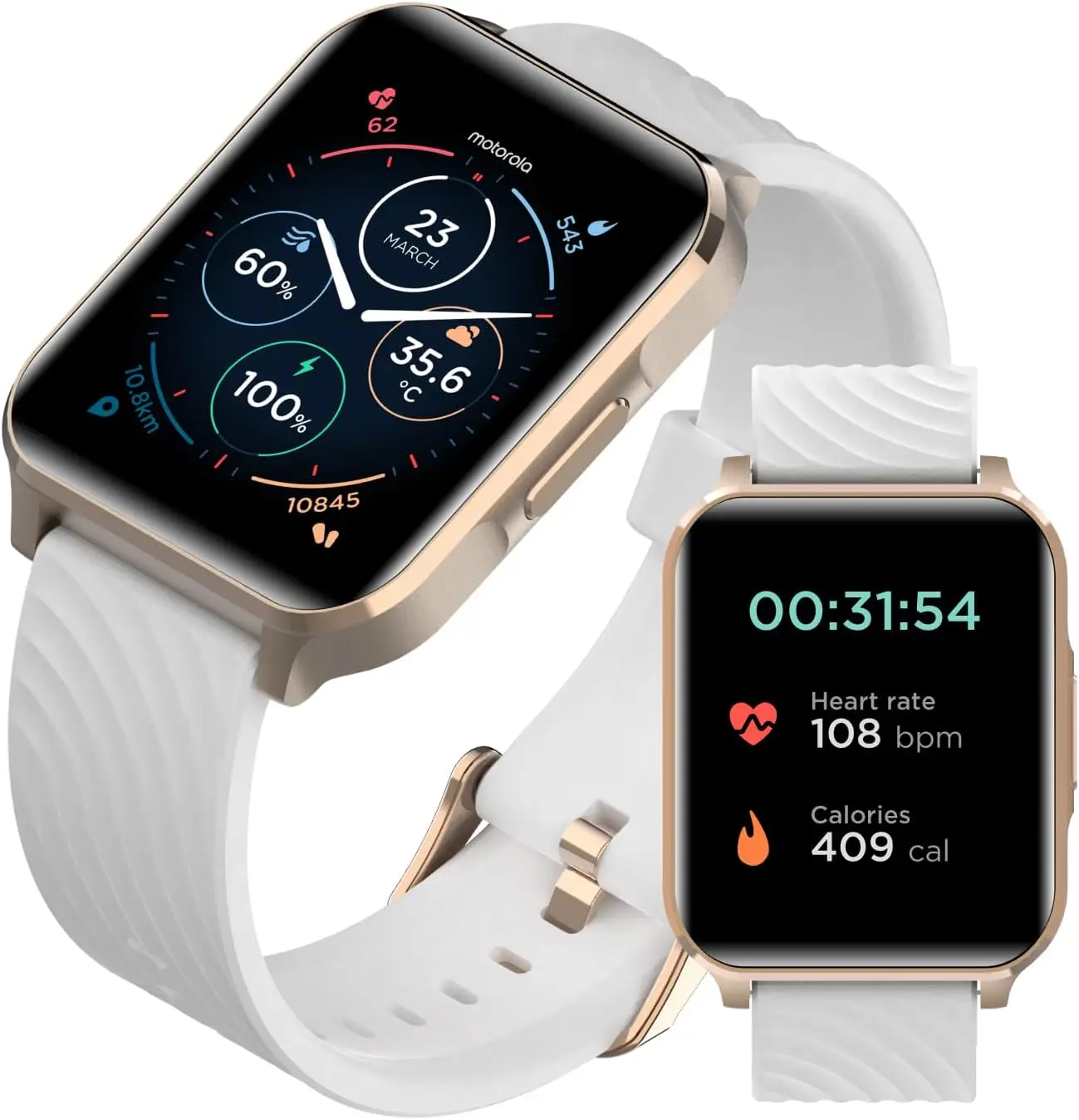 

1.69" LCD Smartwatch with Health Tracking, 10-Day Battery, IP67, Compatible with Android & iOS - Rose Gold