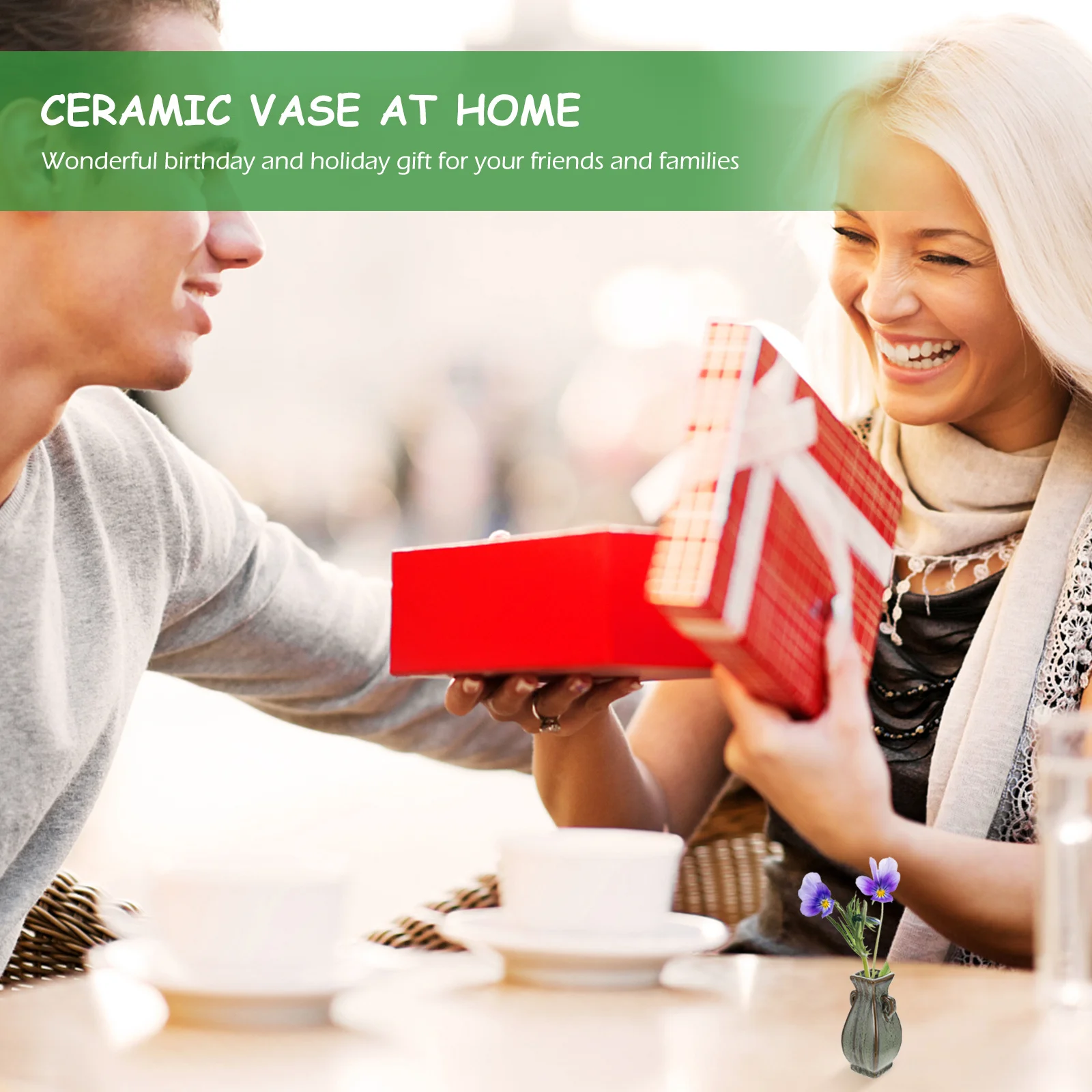 

2Pcs Ceramics Vase Miniature Flower and Plant Container Household Desktop Vase Decorative Tabletop Hydroponic Flower