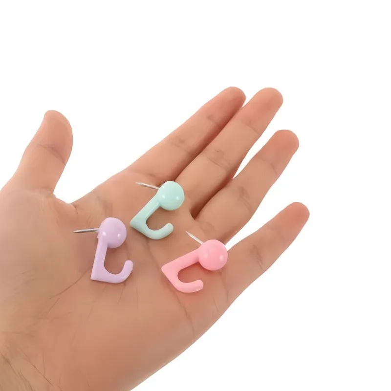 16 pcs Random Color Push Pin Hooks, Sturdy and Easy to Install, for Corkboards and Home Wall Decor, Durable and Practical